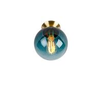 Qazqa LED art deco plafonnier lumière plafond bleu 20cm Pallon | E27, Compatible avec ampoules LED, dimmable, idéal pour la salle à manger, la cuisine, la chambre et le salon