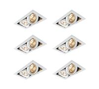 Qazqa Lot de 6 Spot à encastrer blanc réglable à 2 Ampoule - Oneon 111-2
