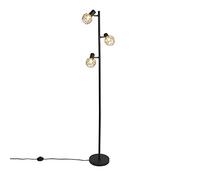 Qazqa mesh - Lampadaire - 3 lumière - H 150 cm - Noir et Or - Moderne, Design - éclairage intérieur - Salon I Chambre