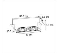 Qazqa Moderne Downlight Blanc Rotatif Et Inclinable Ar111 Trimless - Oneon 111-2 Acier Blanc Rectangulaire / Luminaire / Lumiere / ÃClairage / Intã©Rieur / Salon / Cuisine G53 Max. 2 X 50 Watt Blanc