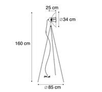 Qazqa Moderne Lampadaire / Lampe De Sol / Lampe Sur Pied / Luminaire / Lumiere / Éclairage Industriel Trépied Noir Avec Or / Dorée / D'or - Magna Basic 25 Acier Noir,Doré Rond /Oblongue / Intérieur /