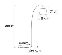 Qazqa Moderne Lampe Ã Arc Moderne Avec Abat-Jour Gris Bend Pierre/Bã©Ton /Acier Gris,Crã¿Me Oblongue / Luminaire / Lumiere / ÃClairage / Intã©Rieur / Salon E27 Max. 1 X 60 Watt Gris