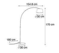 Qazqa Moderne Lampe Ã Arc Moderne Noire Avec Abat-Jour En Tissu Noir - Arc Basic /Acier Noir Rond / Luminaire / Lumiere / ÃClairage / Intã©Rieur / Salon E27 Max. 1 X 20 Watt Noir