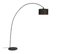 Qazqa Moderne Lampe Ã Arc Moderne Noire - Vinossa Tissu /Acier Noir Oblongue / Luminaire / Lumiere / ÃClairage / Intã©Rieur / Salon E27 Max. 1 X 60 Watt Noir