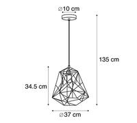 Qazqa Moderne Lampe Ã Suspension / Lustre / Luminaire / Lumiere / ÃClairage Industrielle Noire - Framework Basic Acier Noir Rond /Autres / Intã©Rieur / Salon / Cuisine E27 Max. 1 X 40 Watt Noir
