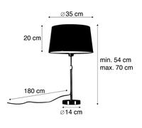Qazqa Moderne Lampe De Table / Lampe á Poser / Luminaire / Lumiere / ÃClairage Or / Dorã©E / D'or / Laiton Avec Abat-Jour Marron 35 Cm Rã©Glable - Parte Mã©Tal /Tissu Dorã© ,Marron Rond /... Marron