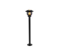 Qazqa Moderne Lampe D'extã©Rieur Moderne Noire 100 Cm Ip44 - Prato Acier Inoxydable Noir Rond /Oblongue / Jardin / Luminaire / Lumiere / ÃClairage E27 Max. 1 X 60 Watt Noir