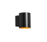 Qazqa Moderne Lot De 2 Applique Murales Rondes Noires Avec Or / Dorée / D'or - Sola Aluminium Noir,Doré Rond / Luminaire / Lumiere / Éclairage / Intérieur / Salon / Cuisine G9 Max. 1 X 40... Noir