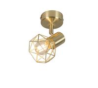 Qazqa Moderne Lot De 4 Plafonnier Spots Art Déco En Laiton Rotatifs Et Inclinables - Mosh 1 Métal Laiton Rond / Luminaire / Lumiere / Éclairage / Intérieur / Salon / Cuisine E14 Max. 4 X 40 Watt Doré