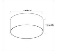 Qazqa Moderne Plafonnier Blanc 40 Cm Avec Led - Drum Led Tissu /Acier Blanc Rond / Luminaire / Lumiere / ÃClairage / Intã©Rieur / Salon / Cuisine Led (Non Remplaã§Able) Max. 1 X 20 Watt Blanc