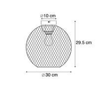 Qazqa Moderne Plafonnier Moderne Noir 30 Cm - Mesh Ball Acier Noir Rond / Luminaire / Lumiere / ÃClairage / Intã©Rieur / Salon / Cuisine E27 Max. 1 X 60 Watt Noir