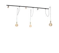 Qazqa Moderne Railsysteem Met 3 Plafonnier Spots En Hanglamp 1-Fase Goud - Cavalux Jeana Aluminium Doré/Laiton,Noir Oblongue / Luminaire / Lumiere / Éclairage / Intérieur / Salon / Cuisine... Noir