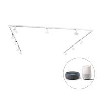 Qazqa Moderne Smart Railsysteem 10 Plafonnier Spots 1-Fase Wit Incl. Wifi Gu10 - Jeana Acier Blanc Oblongue / Luminaire / Lumiere / Éclairage / Intérieur / Salon / Cuisine Gu10 Max. 10 X 4.9... Blanc