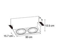 Qazqa Moderne Spot Encastrable Noir 2 Lumiã¿Res Gu10 Ar111 Trimless - Oneon Acier Noir Rectangulaire / Luminaire / Lumiere / ÃClairage / Intã©Rieur / Salon / Cuisine Gu10 Max. 2 X 50 Watt Noir
