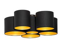 Qazqa multidrum - Plafonnier - 6 lumière - L 92 cm - Noir et Or - Moderne - éclairage intérieur - Salon I Chambre I Cuisine I Salle à manger