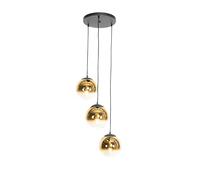 Qazqa pallon - Suspension multiples - 3 lumière - Ø 45 cm - Noir et Or - Art Deco - éclairage intérieur - Salon I Chambre I Cuisine I Salle à manger