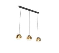 Qazqa pallon - Suspension multiples - 3 lumière - L 100 cm - Noir et Or - Art Deco - éclairage intérieur - Salon I Chambre I Cuisine I Salle à manger