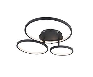 Qazqa rondas - LED Dimmable Grand plafonnier variateur inclus - 1 lumière - L 770 mm - Noir - Moderne - éclairage intérieur - Salon I Chambre I Cuisine I Salle à manger