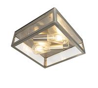 Qazqa rotterdam - Plafonnier - 2 lumière - L 280 mm - Acier - Moderne - éclairage extérieur - éclairage intérieur,Hall d’entrée