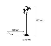 Qazqa Rustique Lampadaire / Lampe De Sol / Lampe Sur Pied / Luminaire / Lumiere / ÃClairage Vintage Dorã© Ã 2 Lumiã¿Res - Botanica Acier Dorã©/Laiton Oblongue /Bio / Intã©Rieur / Salon E27 Max. 2 X 60