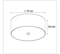 Qazqa Rustique /Moderne Plafonnier Country Blanc 70 Cm - Drum Jute Verre /Tissu /Acier Blanc Rond / Luminaire / Lumiere / ÃClairage / Intã©Rieur / Salon / Cuisine E27 Max. 6 X 60 Watt Blanc