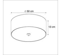 Qazqa Rustique /Moderne Plafonnier Rural Blanc 50 Cm - Drum Jute Verre /Tissu /Acier Blanc Rond / Luminaire / Lumiere / ÃClairage / Intã©Rieur / Salon / Cuisine E27 Max. 4 X 40 Watt Blanc