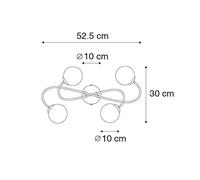 Qazqa Rustique Plafonnier Moderne Doré À 4 Lumières Avec Verre Fumé - Athènes /Acier Doré/Laiton Oblongue / Luminaire / Lumiere / Éclairage / Intérieur / Salon / Cuisine G9 Max. 4 X 28 Watt Doré