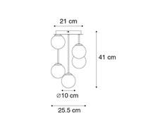 Qazqa Rustique Plafonnier Moderne Noir À 5 Lumières Avec Verre Fumé - Athènes /Acier Noir Rond / Luminaire / Lumiere / Éclairage / Intérieur / Salon / Cuisine G9 Max. 5 X 28 Watt Noir