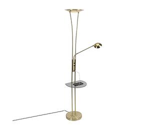 Qazqa sevilla - LED Dimmable Lampadaire avec lampe de lecture variateur inclus - 1 lumière - H 180 cm - Doré/Laiton - Moderne - éclairage intérieur - Salon I Chambre