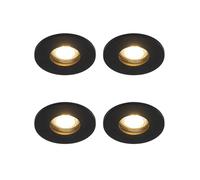 QAZQA Shed Spot encastrable - set de 4 - 8,5x8,5cm - IP54 - rond - noir mat 4x SW1187207