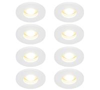 QAZQA Shed Spot encastrable - set de 8 - 8,5x8,5cm - IP54 - rond - blanc mat 8x SW1187206