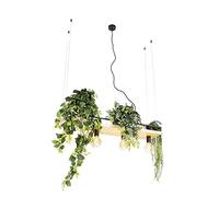 Qazqa shelf - Suspension multiples - 4 lumière - L 100 cm - Noir - Rustique - éclairage intérieur - Salon