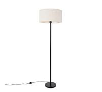 Qazqa simplo stof - Lampadaire avec Abat-Jour - 1 lumière - H 170 cm - Noir - Design, Moderne - éclairage intérieur - Salon I Chambre I Cuisine I Salle à manger