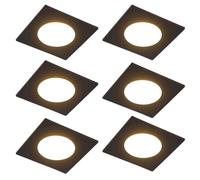QAZQA Simply Spot encastré - set de 6 - 9x9cm - LED incluse - 3 niveaux de gradation - IP44 - carré - noir mat 6x SW1187215