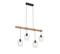 Qazqa stronk - Suspension multiples - 4 lumière - L 80 cm - Noir - Rustique - éclairage intérieur - Salon I Chambre I Cuisine I Salle à manger