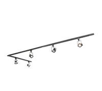 QAZQA suplux - Système de rail spot luminaire plafond, plafonnier compatible pour led - 5 lumière - L 286 cm - Noir - Rustique - éclairage intérieur - Salon I Chambre I Cuisine I Salle à manger