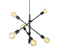 Qazqa sydney - Suspension - 6 lumière - Ø 78 cm - Noir - Rustique - éclairage intérieur - Salon I Chambre I Cuisine I Salle à manger