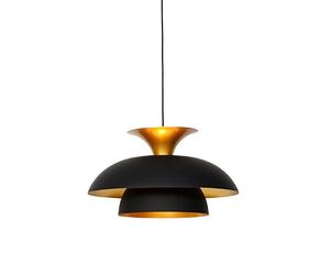 Qazqa titus - LED Suspension avec Abat-Jour - 1 lumière - Ø 50 cm - Noir et Or - Moderne - éclairage intérieur - Salon I Chambre I Cuisine I Salle à manger