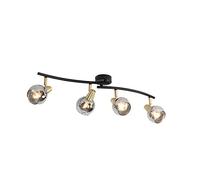 Qazqa vidro - Plafonnier - 4 lumière - L 70 cm - Noir et Or - Art Deco - éclairage intérieur - Salon I Chambre I Cuisine I Salle à manger