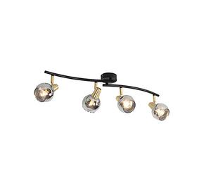 Qazqa vidro - Plafonnier - 4 lumière - L 70 cm - Noir et Or - Art Deco - éclairage intérieur - Salon I Chambre I Cuisine I Salle à manger