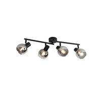 Qazqa vidro - Plafonnier - 4 lumière - L 77 cm - Noir - Art Deco - éclairage intérieur - Salon I Chambre I Cuisine I Salle à manger