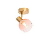 Qazqa vidro - Spot plafond, plafonnier - 1 lumière - L 10 cm - Rose - Art Deco - éclairage intérieur - Salon I Chambre I Cuisine I Salle à manger