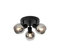QAZQA vidro - Spot plafond, plafonnier - 3 lumière - Ø 35 cm - Noir - Art Deco - éclairage intérieur - Salon I Chambre I Cuisine I Salle à manger