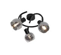 Qazqa vidro - Spot plafond, plafonnier - 3 lumière - Ø 49 cm - Noir - Art Deco - éclairage intérieur - Salon I Chambre I Cuisine I Salle à manger