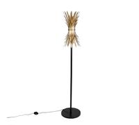 Qazqa wesley - Lampadaire - 1 lumière - H 152 cm - Noir et Or - Art Deco - éclairage intérieur - Salon I Chambre I Cuisine I Salle à manger