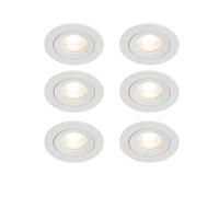 QAZQA Xena Spot encastrable - lot de 6 - 8x8cm - IP44 - Rond - Blanc 6x SW1187249