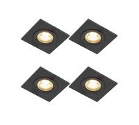 QAZQA Xena spot encastré - ensemble de 4 - 8x8cm - IP44 - carré - noir mat 4x SW1187203