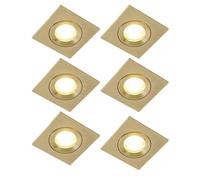 QAZQA Xena spot encastré - set de 6 - 8x8cm - IP44 - carré - or 6x SW1187217