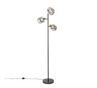 Qazqa zuzanna - Lampadaire - 3 lumière - H 160 cm - Noir et Or - Moderne - éclairage intérieur - Salon I Chambre I Cuisine I Salle à manger
