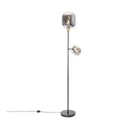 Qazqa zuzanna - Lampadaire avec lampe de lecture - 1 lumière - H 170 cm - Noir et Or - Moderne - éclairage intérieur - Salon I Chambre I Cuisine I Salle à manger